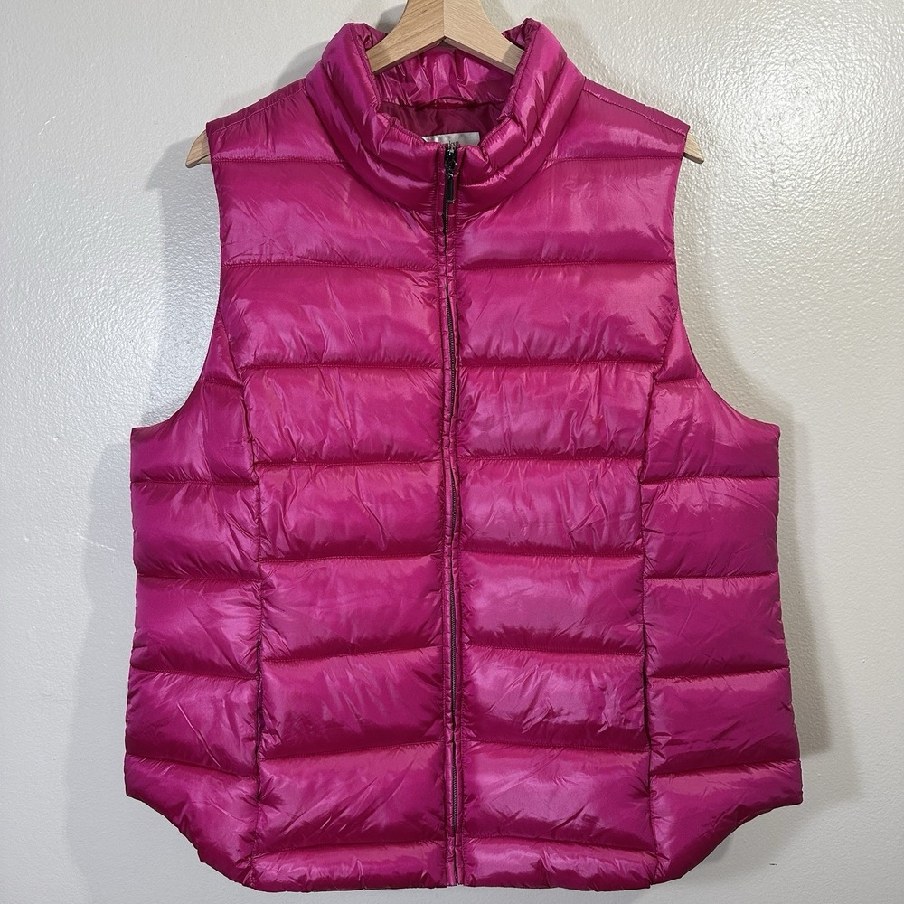 NWOT CJ BANKS Women's X / 14W Pink Quilted Puffer Vest